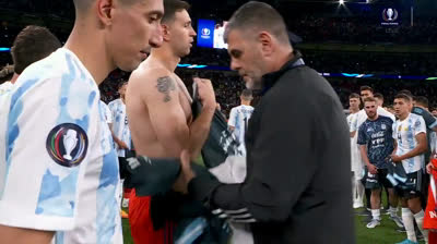 Italy vs Argentina trophy celebration