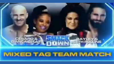 CESARO & BIANCA BELAIR VS BAYLEY & SETH ROLLINS - SMACK DOWN 25 DE JUNIO DE 2021