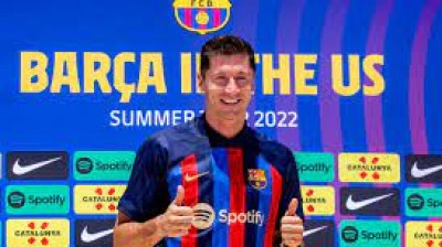 Presentación de Lewandowski con el FC Barcelona en Miami