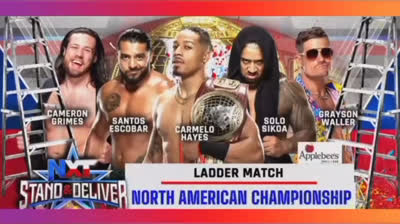 CAMERON GRIMES VS SANTOS ESCOBAR VS CARMELLO HAYES VS SOLO SIKOA VS GRAYSON WALLER - STAND DELIVER 2022 - LADDER MATCH