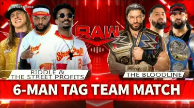 Riddle y The Street Profits Vs The Bloodline - RAW 25/07/2022